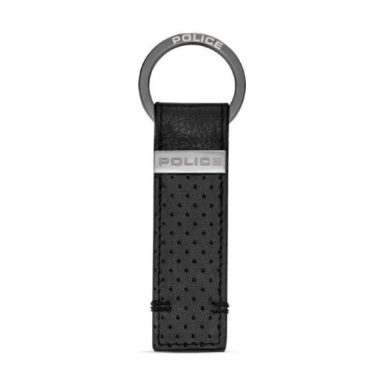 Police Orion Mens Leather Perforated Keyring